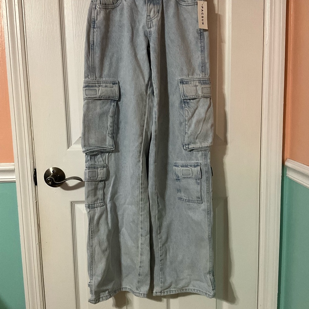PacSun Light Wash Cargo Jeans (size 22)